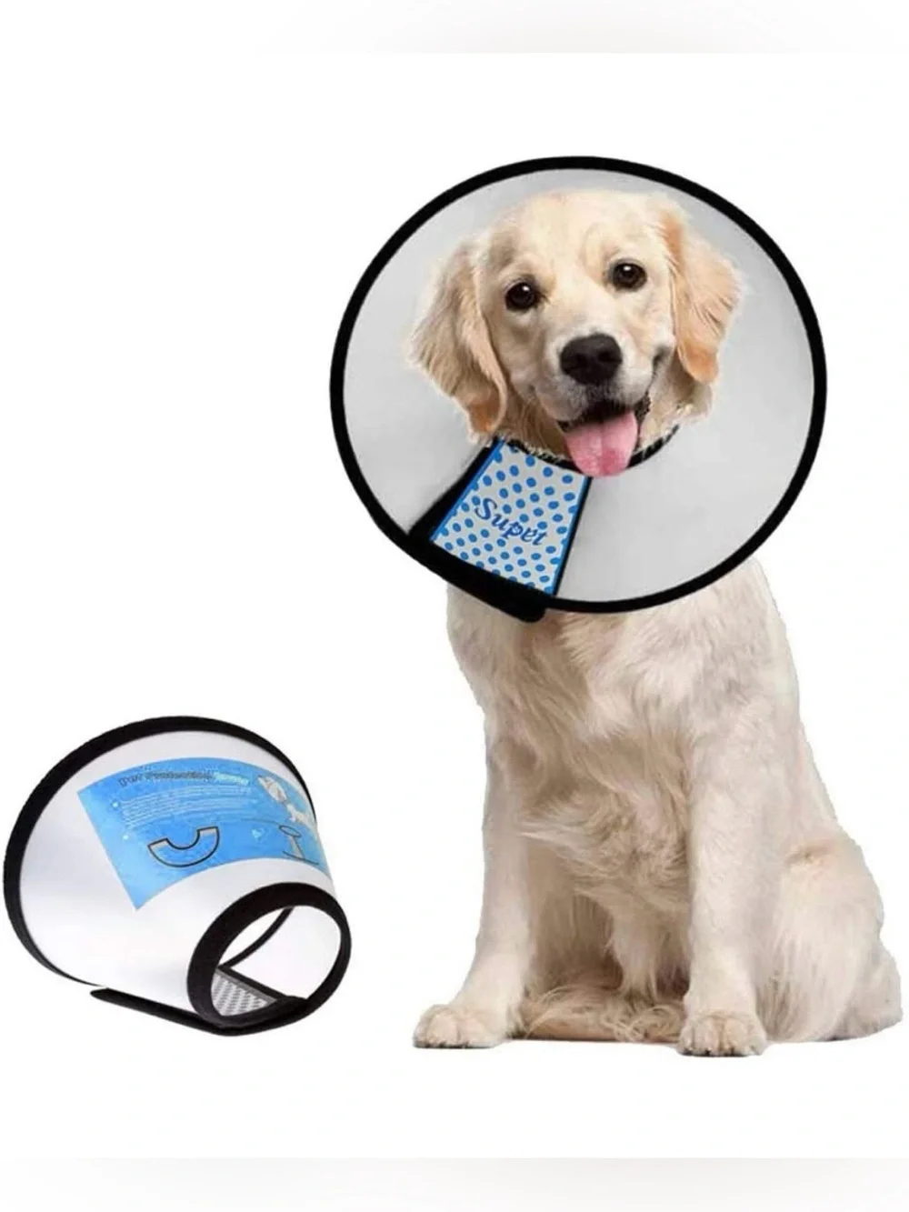Supet Dog Cone Collar Adjustable After Surgery, Comfortable Pet Recovery Collar